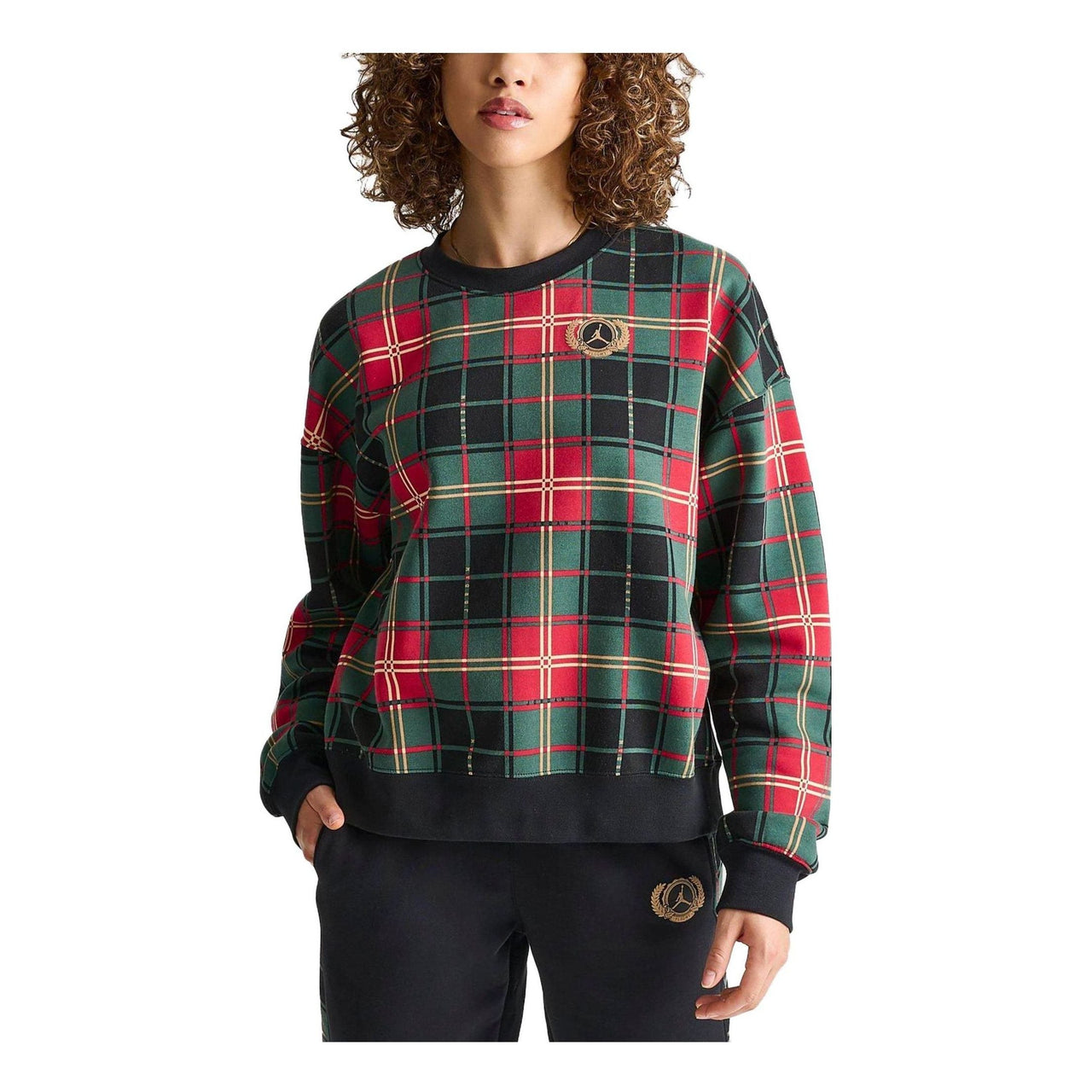 (WMNS) Air Jordan Brooklyn Fleece Crew 'Green Red' DV1996-010