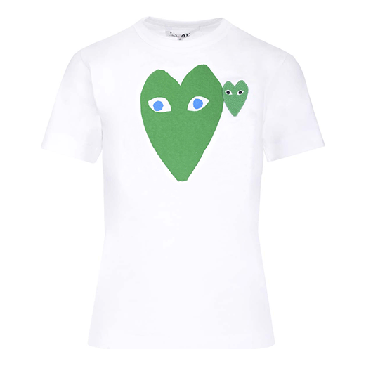 (WMNS) COMME des GARCONS PLAY T-Shirt Large Green Heart With Blue Eyes 'White' P1T0891