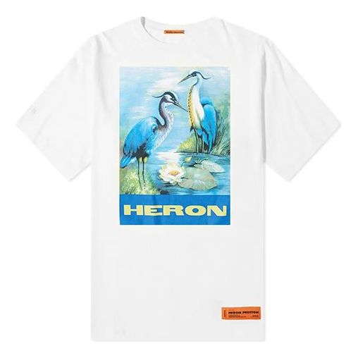 HERON PRESTON لوحة زرقاء بأكمام قصيرة بيضاء HMAA001F197600010288