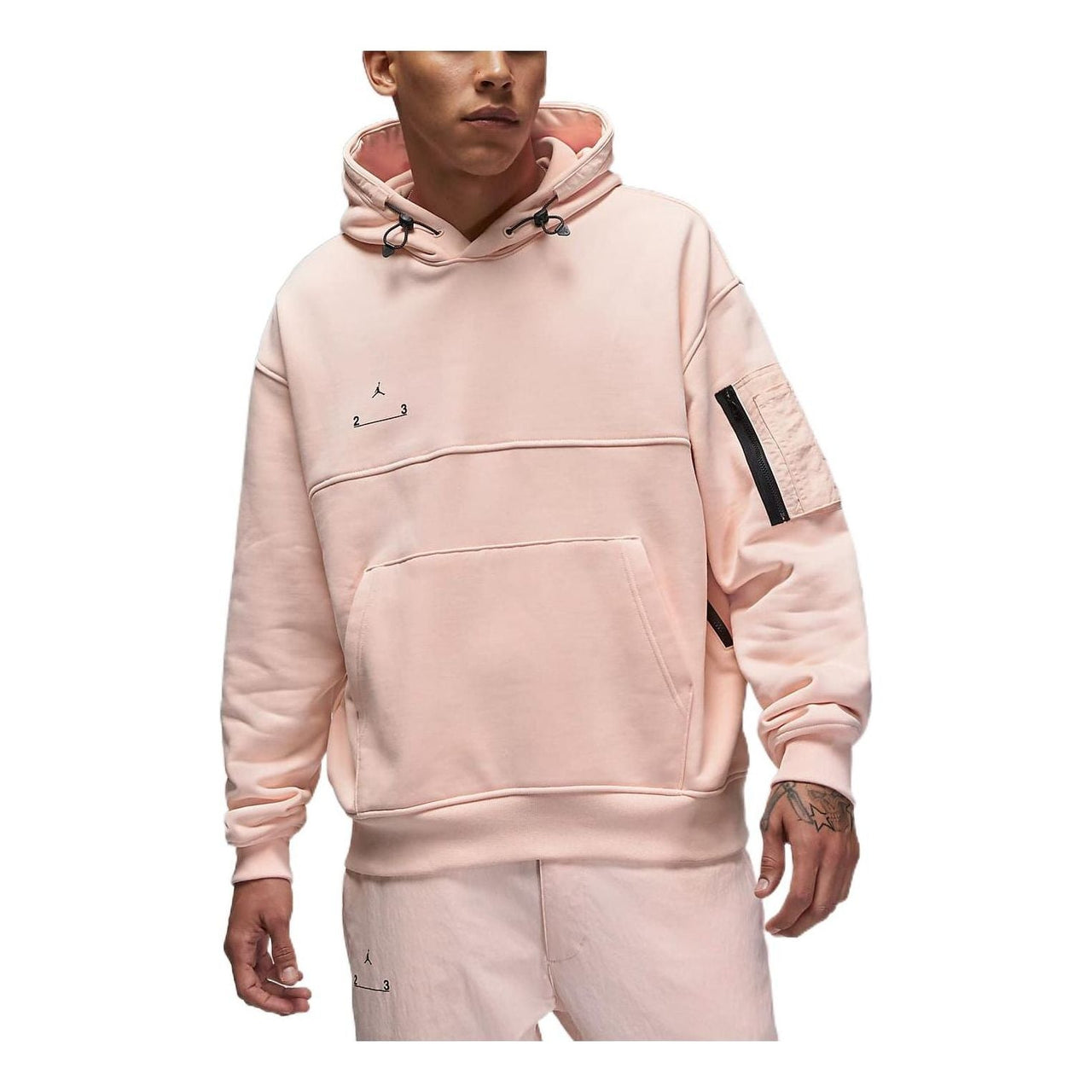 Men's Air Jordan Solid Color Logo Printing Hooded Pullover Long Sleeves Pink DQ8062-610