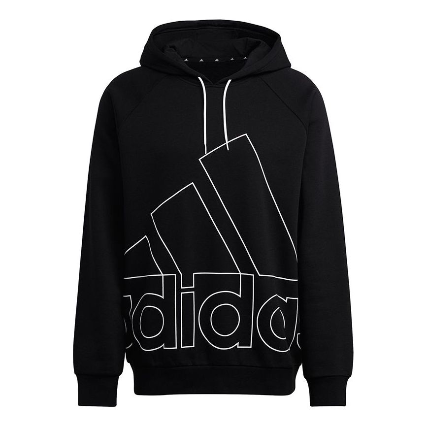 Men's adidas Big Lo Hd Fl Logo Printing Pullover Sports Black HB5089