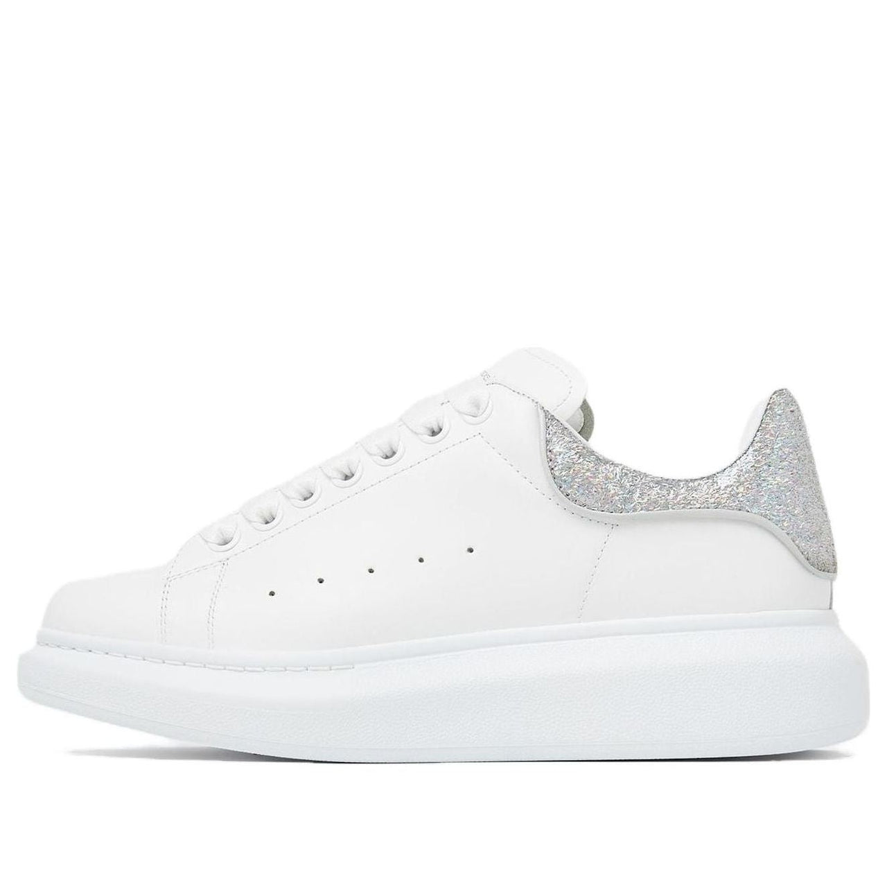 (WMNS) Alexander McQueen Oversized Sneaker 'White Silver Glitter' 718239WIDJ48813