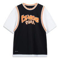 Li-Ning Hoops Graphic Faux Two Piece T-shirt 'Black White' AHST573-1