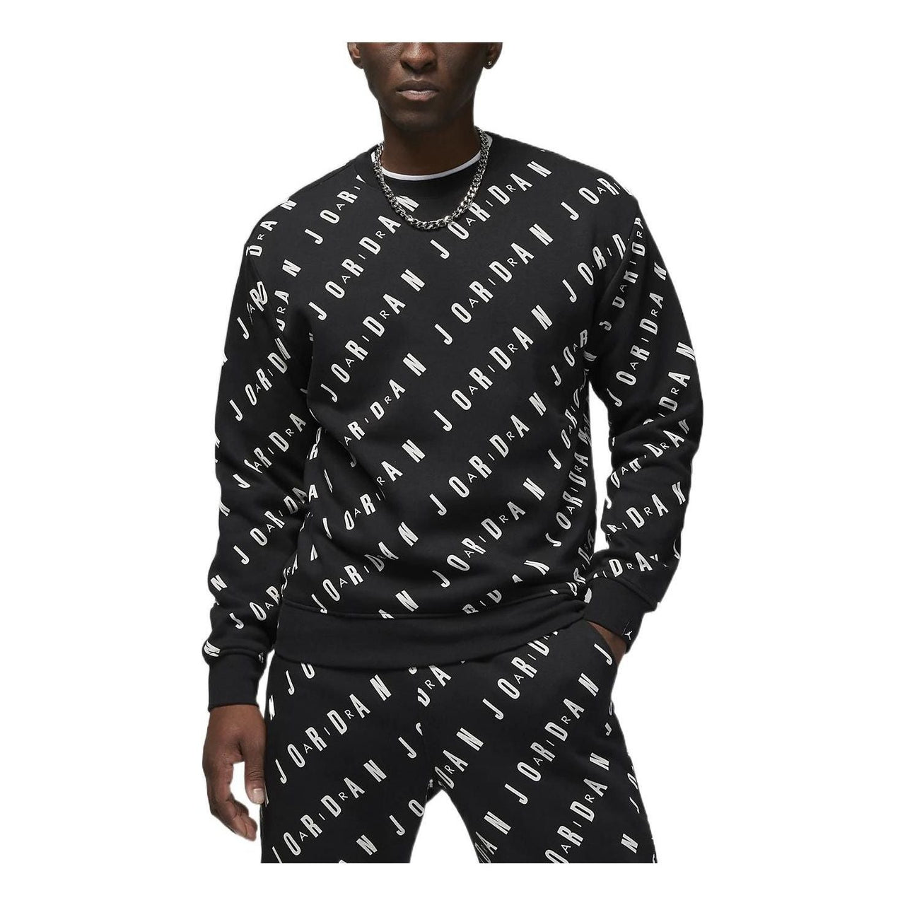 Air Jordan All Over Print Fleece Crewneck 'Black White' DX9173-010