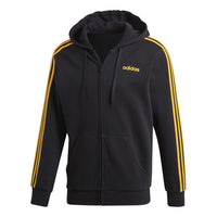 adidas 3 Stripes Fleece Hoodie 'Black Yellow' GD5232