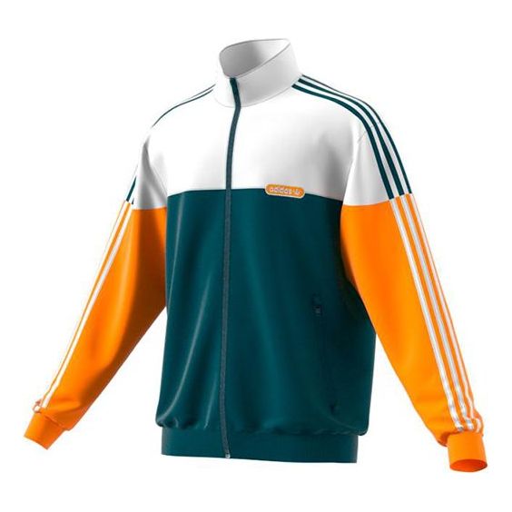 جاكيت رياضي كاجوال مقاوم للرياح بخطوط جانبية وياقة واقفة من adidas originals Split Firebird Colorblock أصفر وأخضر GN8618