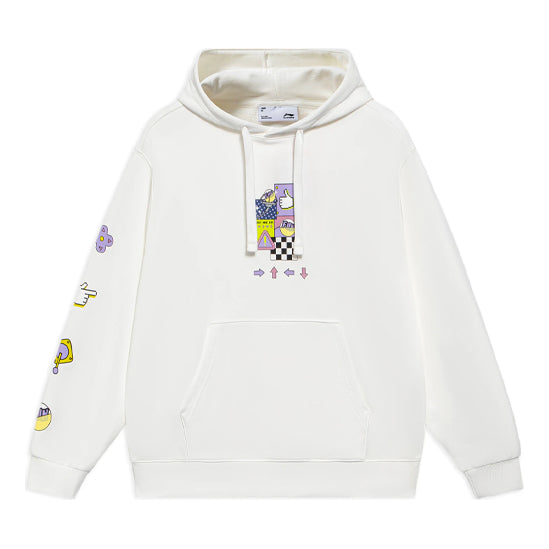 (WMNS) Li-Ning Sports Living Series Cartoon Pattern Pullover Hoodie 'White' AWDS592-1