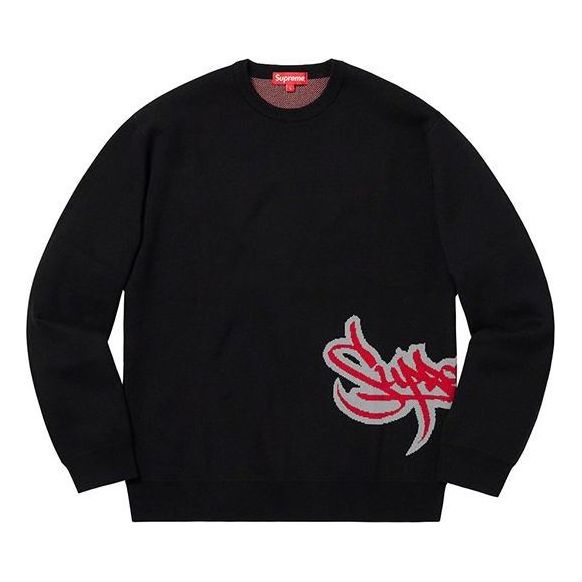 Supreme SS19 Tag Logo Sweater 'Black' SUP-SS19-153