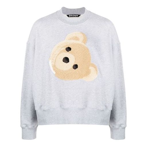 Men's PALM ANGELS Teddy Bear Patch Sweatshirt Printing Long Sleeves Gray PMBA026R206310310788