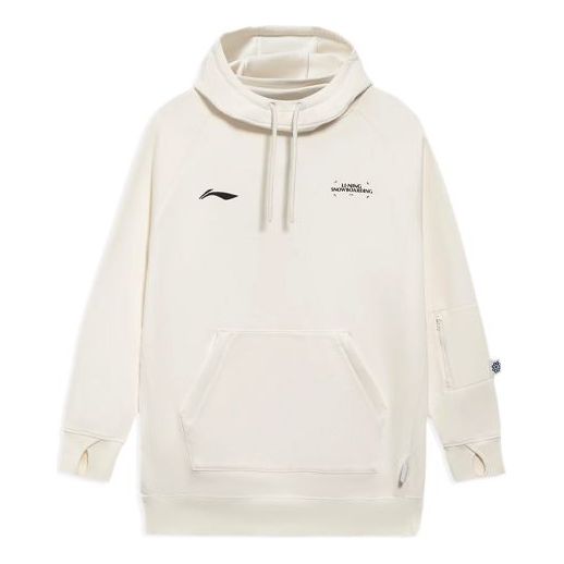 Li-Ning Skateboard Series Logo Printing Loose Hoodie 'Creamy White' AWDRF08-1