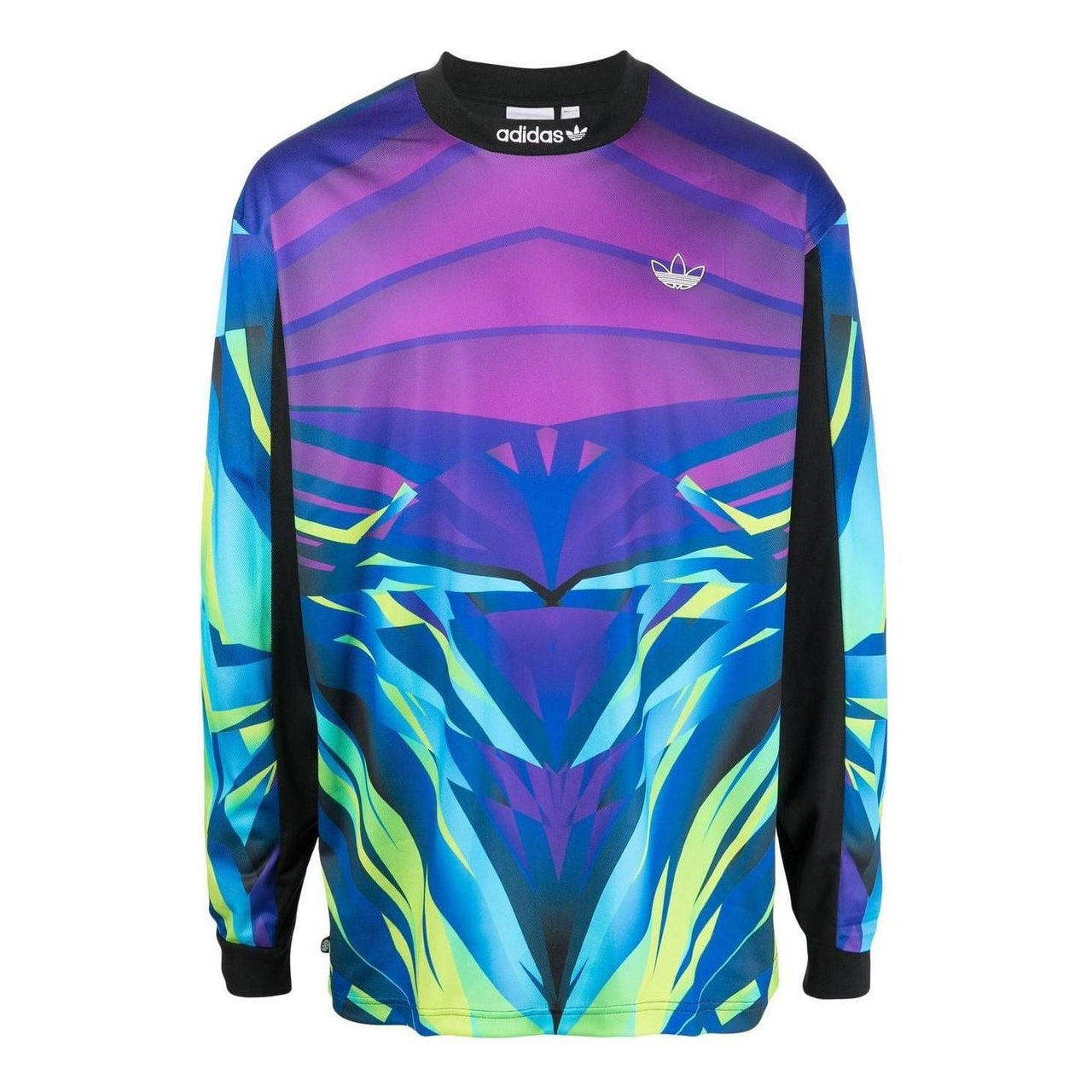 Men's adidas originals Full Print Pattern Logo Round Neck Long Sleeves Wool Sweater Multi-Color HE4706