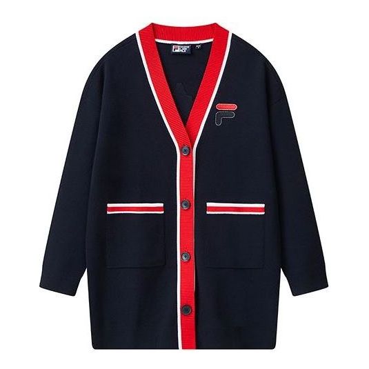 (WMNS) FILA Knitted Coat 'Navy Red' F11W118450F-NV