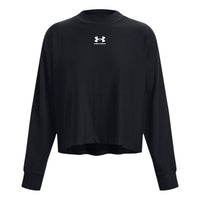 (WMNS) Under Armour Logo Rival Terry Oversized Crew 'Black' 1376995-001