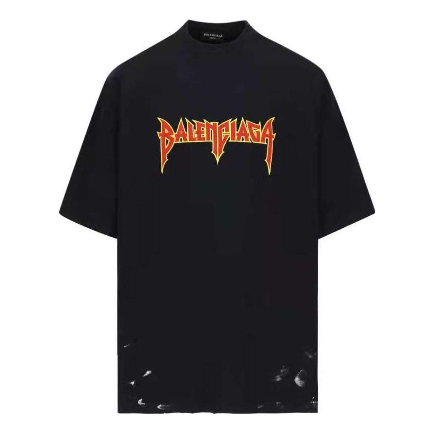 Balenciaga Metallica Short Sleeve T-Shirt Oversized Fit 'Black Orange' 694576TMV881055