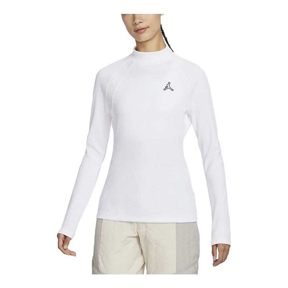 (WMNS) Air Jordan Flight Women's Ribbed Long-Sleeve Top 'White' DV1421-100