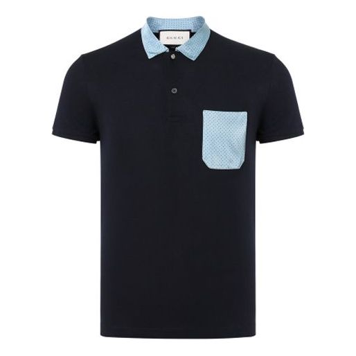 Gucci Color Matching Pocket Short-Sleeved Polo Shirt For Men Blue 408320-X5685-4510