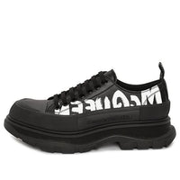 Alexander McQueen Tread Slick Low Lace Up Canvas Graffiti 'Black White' 682423WIABD1070