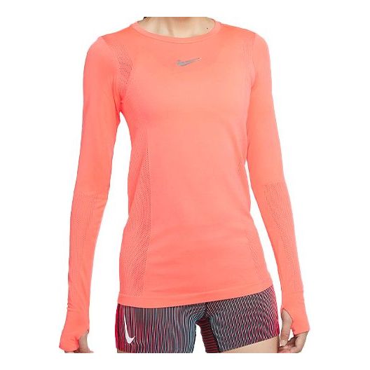 (WMNS) Nike Infinite Long Sleeves logo Running Bright Orange Tops CU3123-854
