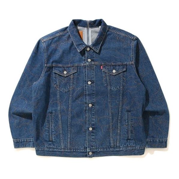 A Bathing Ape x Levi's Crossover SS21 Pocket Buckle Denim Blue Jacket 1H23-140-909