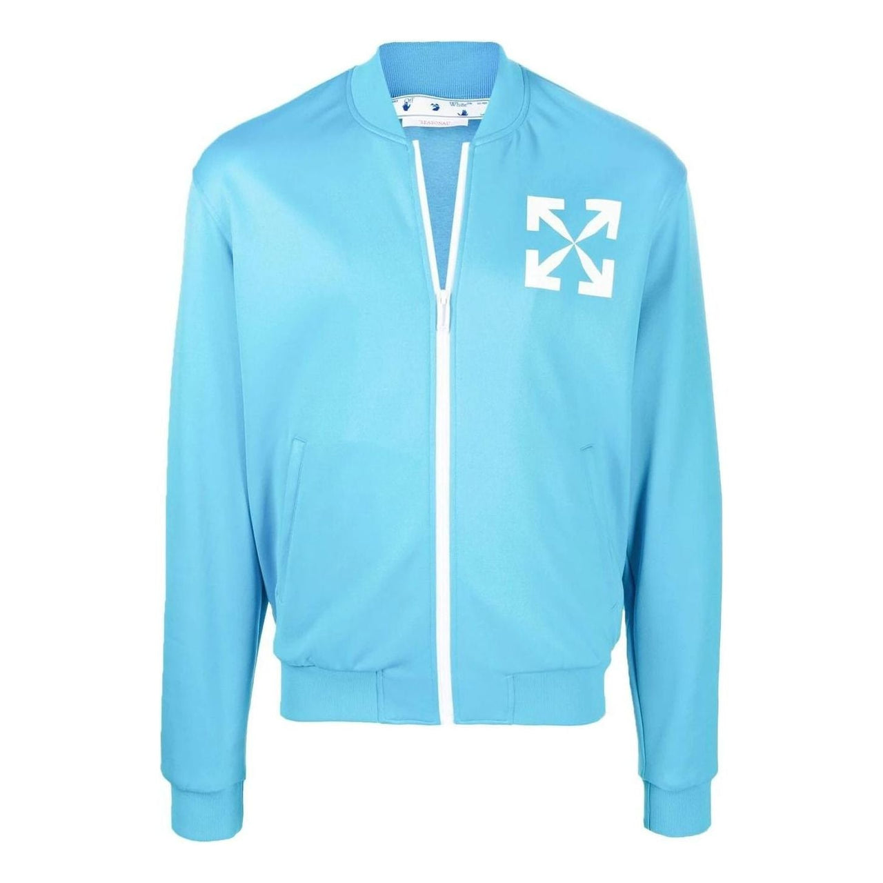 Off-White SS22 Logo Printing Solid Color Zipper Jacket Blue OMBD037S22FAB0024301