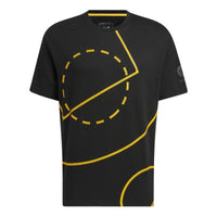 adidas neo Geometry Pattern Printing Round Neck Short Sleeve Unisex Black T-Shirt HM9999