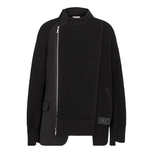 Men's DIOR x Sacai Crossover FW21 Knit Jacket Black 213M439AT453-C989