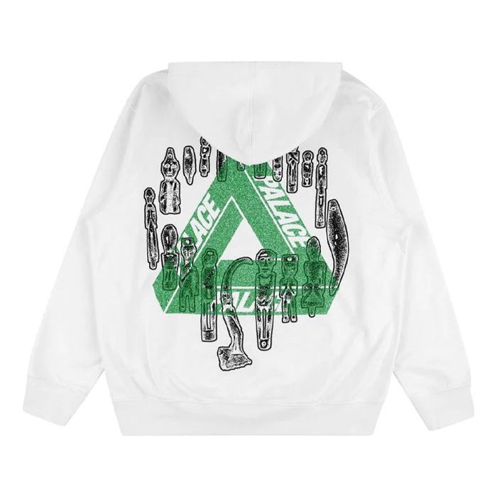 Men's PALACE Jheeze Printing Logo hooded Long Sleeves White P17HD038T