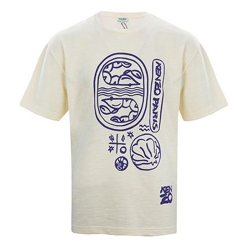 Men's KENZO Casual Round Neck Short Sleeve Creamy White FA55TS0434SB-03