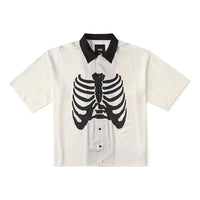 Vans Skeleton Short Sleeve Shirt 'Beige Black' VN000JHHFS8
