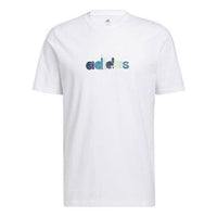 adidas Logo Pattern Running Gym Round Neck Short Sleeve White HE4839