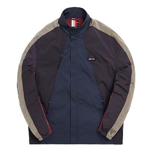 KITH Colorblock Gradient Logo mesh Zipper Jacket Unisex Deep Blue Black KH1234-105