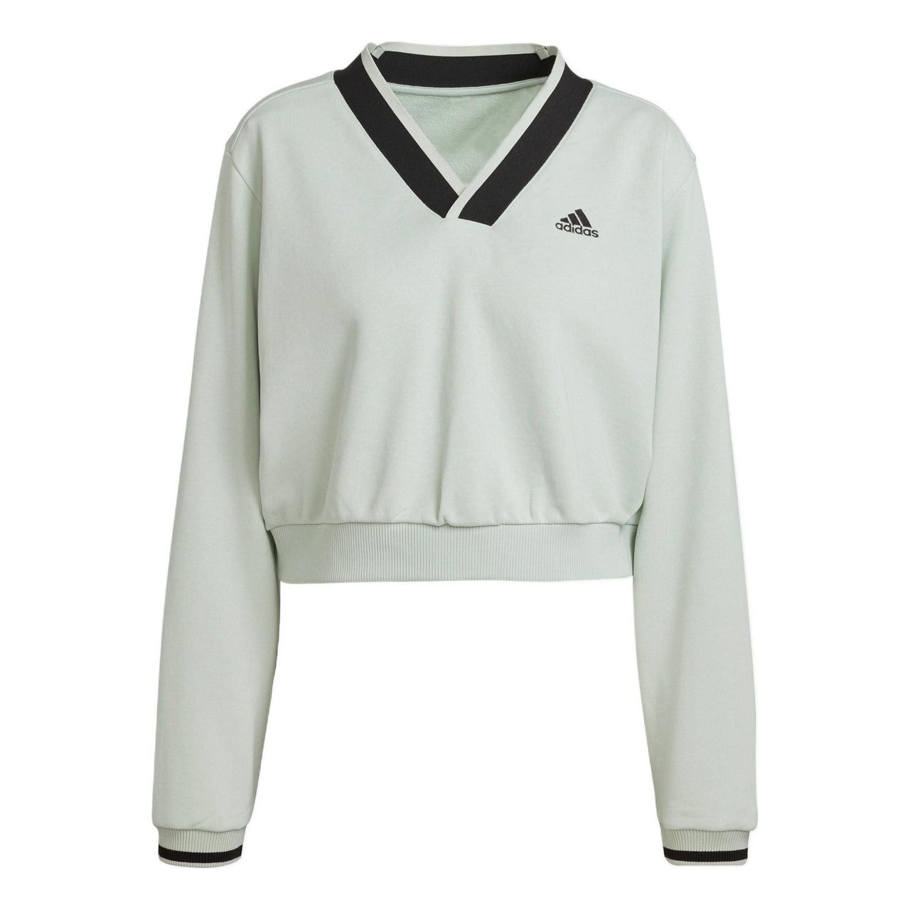 (WMNS) adidas Cropped V-Neck Sweatshirt 'Green' HY5523