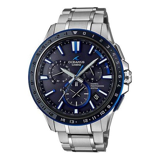 CASIO OCEANUS Series Japan Subject Black Watch Silver OCW-G1200-1A Mens Blue Analog OCW-G1200-1AQ