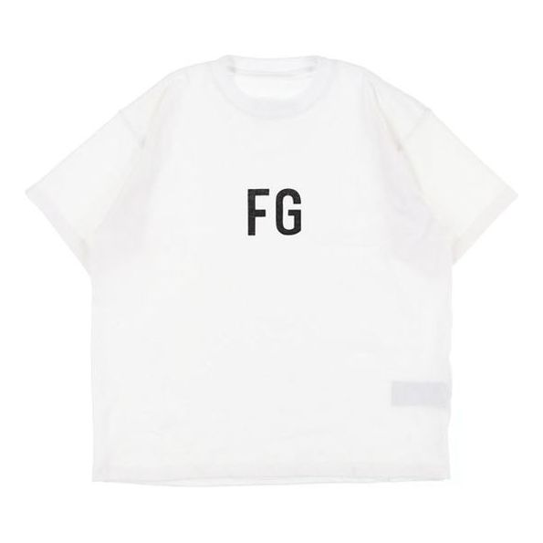 Men's Fear of God Classic FG Logo Printing Large White FOG-FW19-44