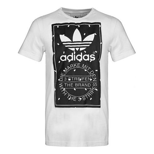 adidas originals Label Tee Logo Printing Sports Short Sleeve White CZ1763