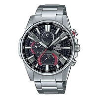 Men's CASIO Black quartz Watch 50mm Silver Stainless Steel Case Strap Mens Analog EQB-1200D-1A