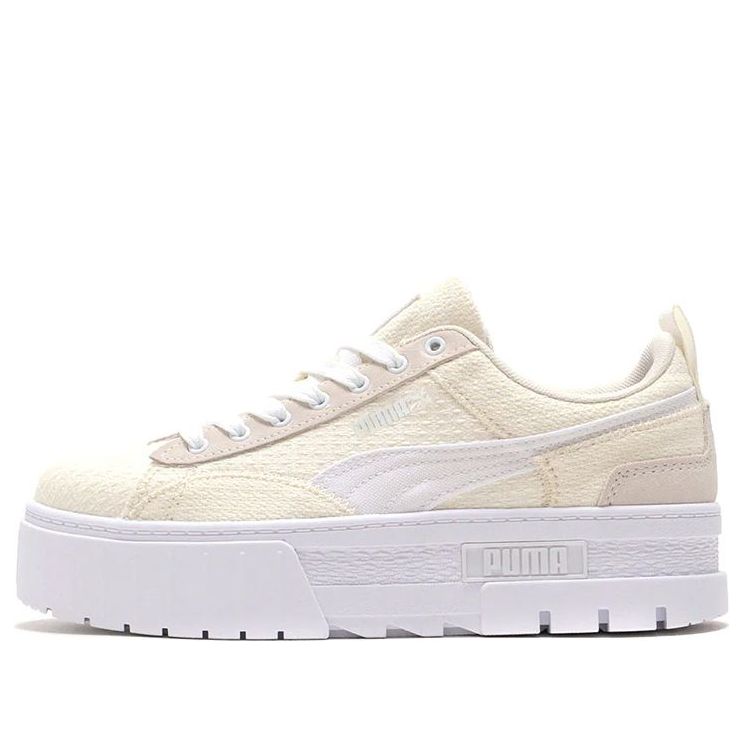 (WMNS) PUMA Mayze Patchwork Thick Sole Retro Casual Skateboarding Shoes White 383687-01