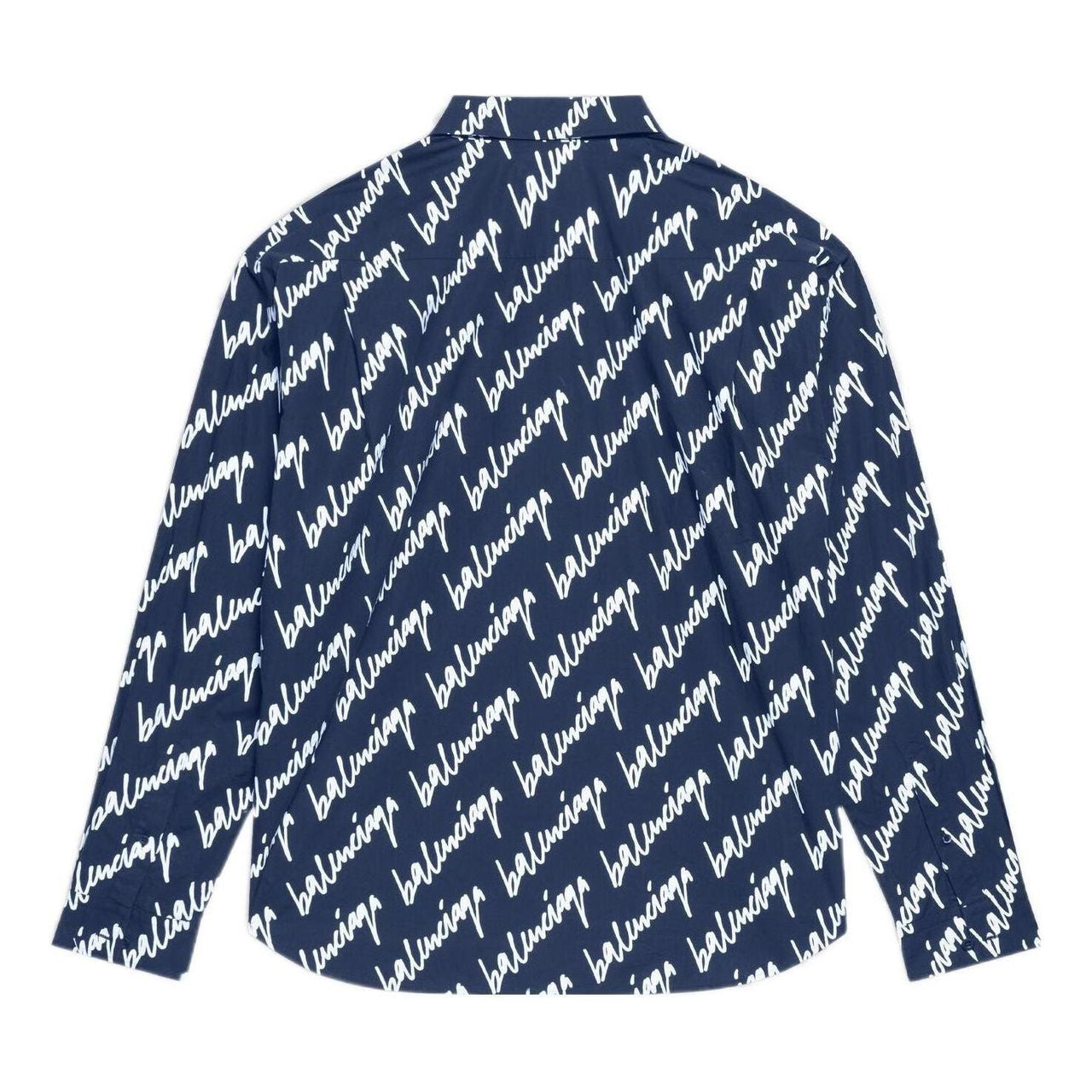 Balenciaga Scribble Logo Short Sleeve Shirt Large Fit 'Midnight Blue' 662983TLLJ48502