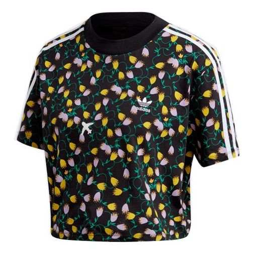 (WMNS) adidas originals Cropped Aop Printing Black FL4108