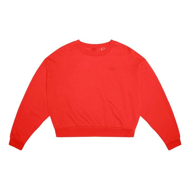 (WMNS) Levi's Round Neck Solid Color Long Sleeves Hoodie Red 85630-0000