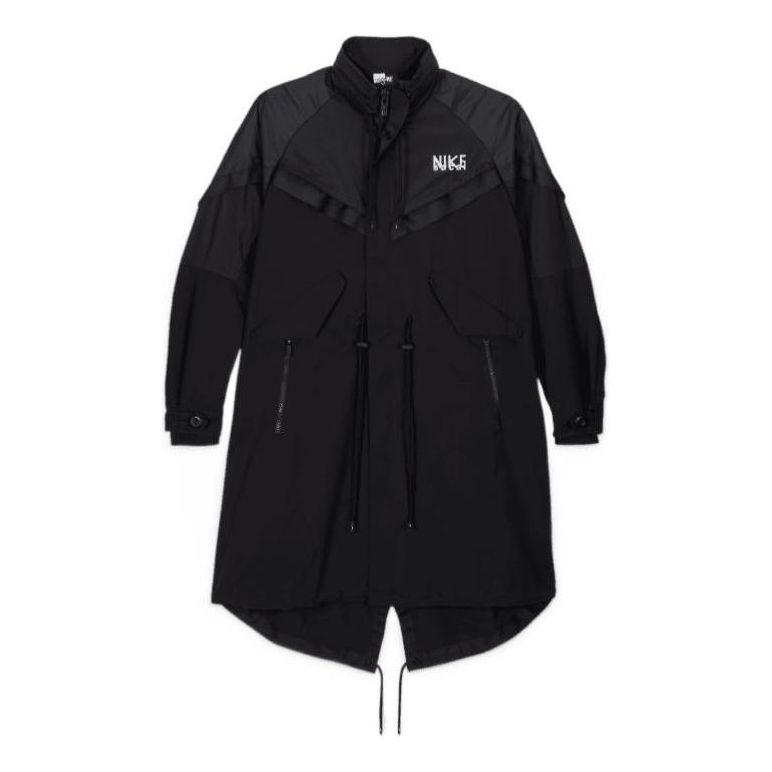Nike x sacai Funnel-Neck Oversized-Fit Shell Trench Jacket 'Black' DQ9027-010