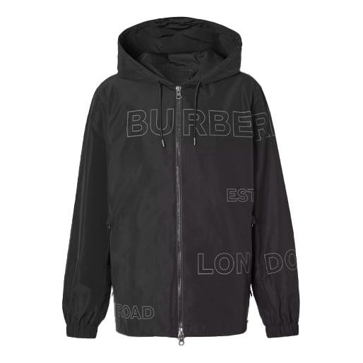 Men's Burberry Alphabet Printing Hooded Jacket Black 80368551