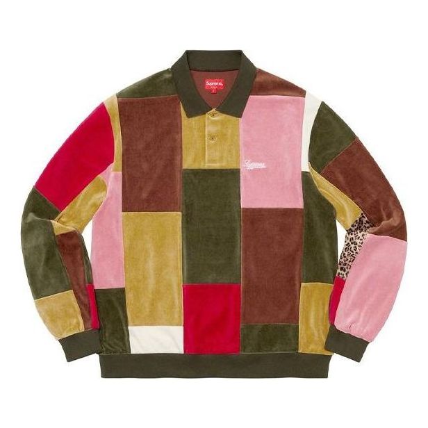 Supreme Patchwork Velour L/S Polo 'Multi-Color' SUP-FW20-244