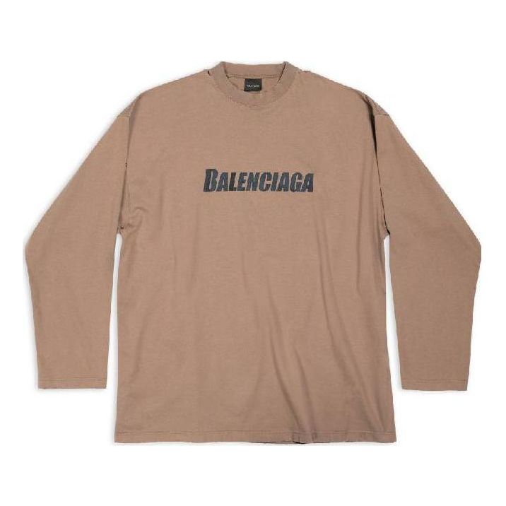 Balenciaga Caps Oversized Long Sleeve T-Shirt 'Khaki' 681046TNVL17761