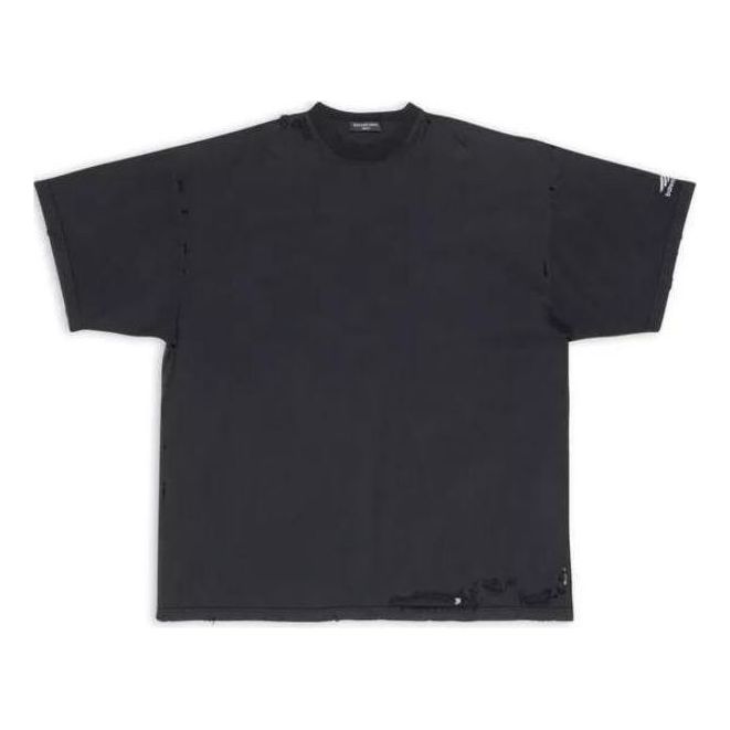 (WMNS) Balenciaga 3B Sports Icon Repaired Oversized T-Shirt 'Washed Black' 704056TMVA59034