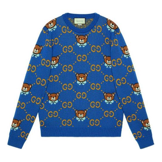 Kai x Gucci Crossover SS21 Full Print Bear Blue Logo Unisex Blue 660621-XKBW8-4795
