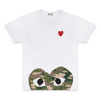 COMME des GARCONS PLAY Camouflage Heart Shape Printing Short Sleeve White AZ-T244-051-1