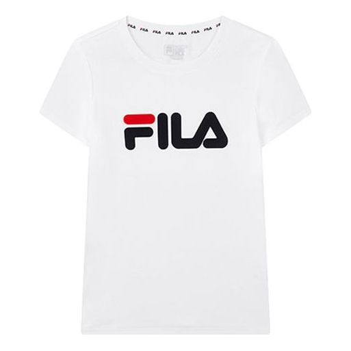 (WMNS) FILA Logo Printing Round Neck Sports Short Sleeve White F61W018108F-WT