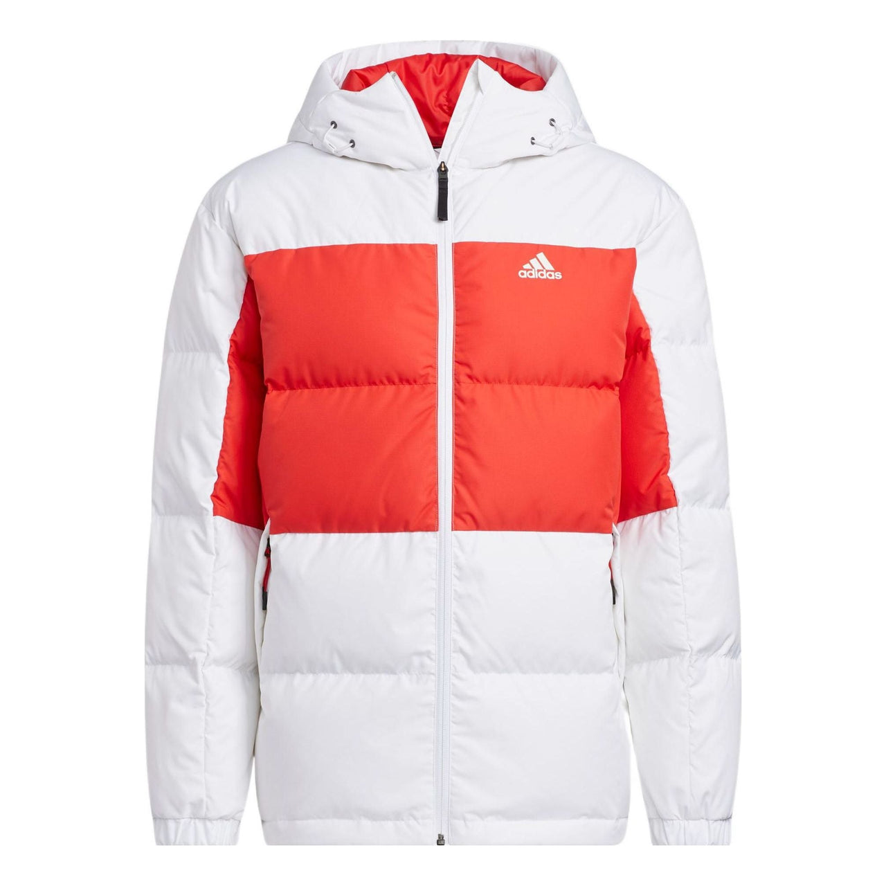adidas Colorblock Hooded Down Jacket 'White Red' HN2091
