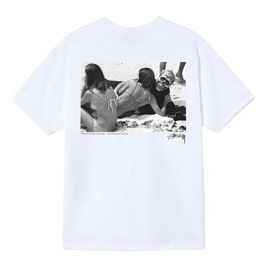 Stussy Beach Character Printing Short Sleeve Unisex White 3903709